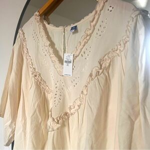 XXL Tall Old Navy IVORY Short Sleeve Peasant Style Top NWT 🤍
